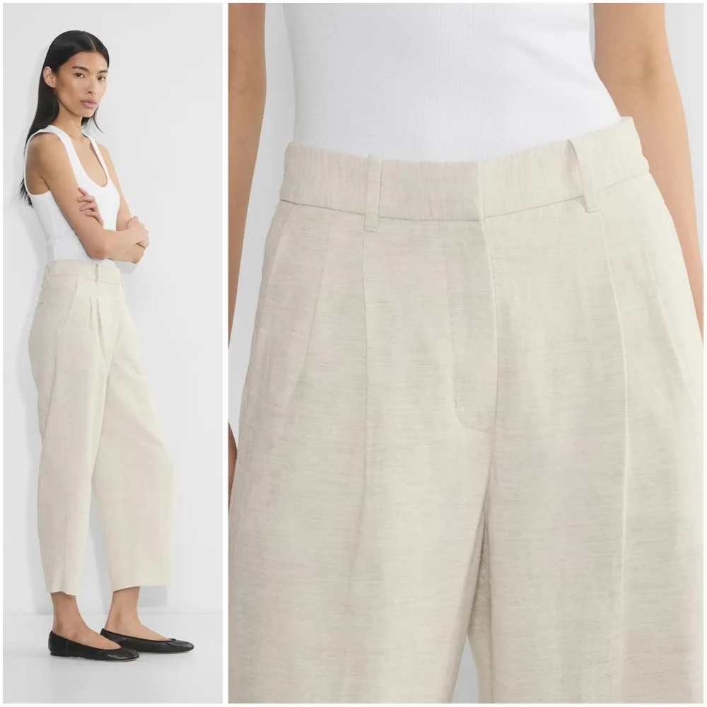 Aritzia Wilfred Cropped Effortless Pant Ecru 8 New